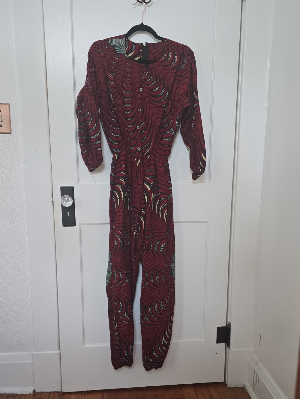 Women's Burgundy Printed Jumpsuit
